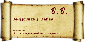 Benyovszky Baksa névjegykártya
